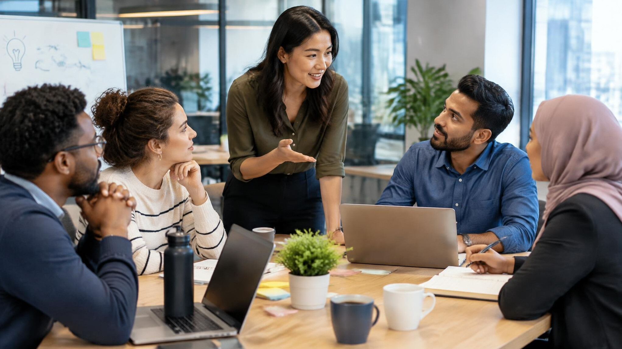 modern office with diverse team