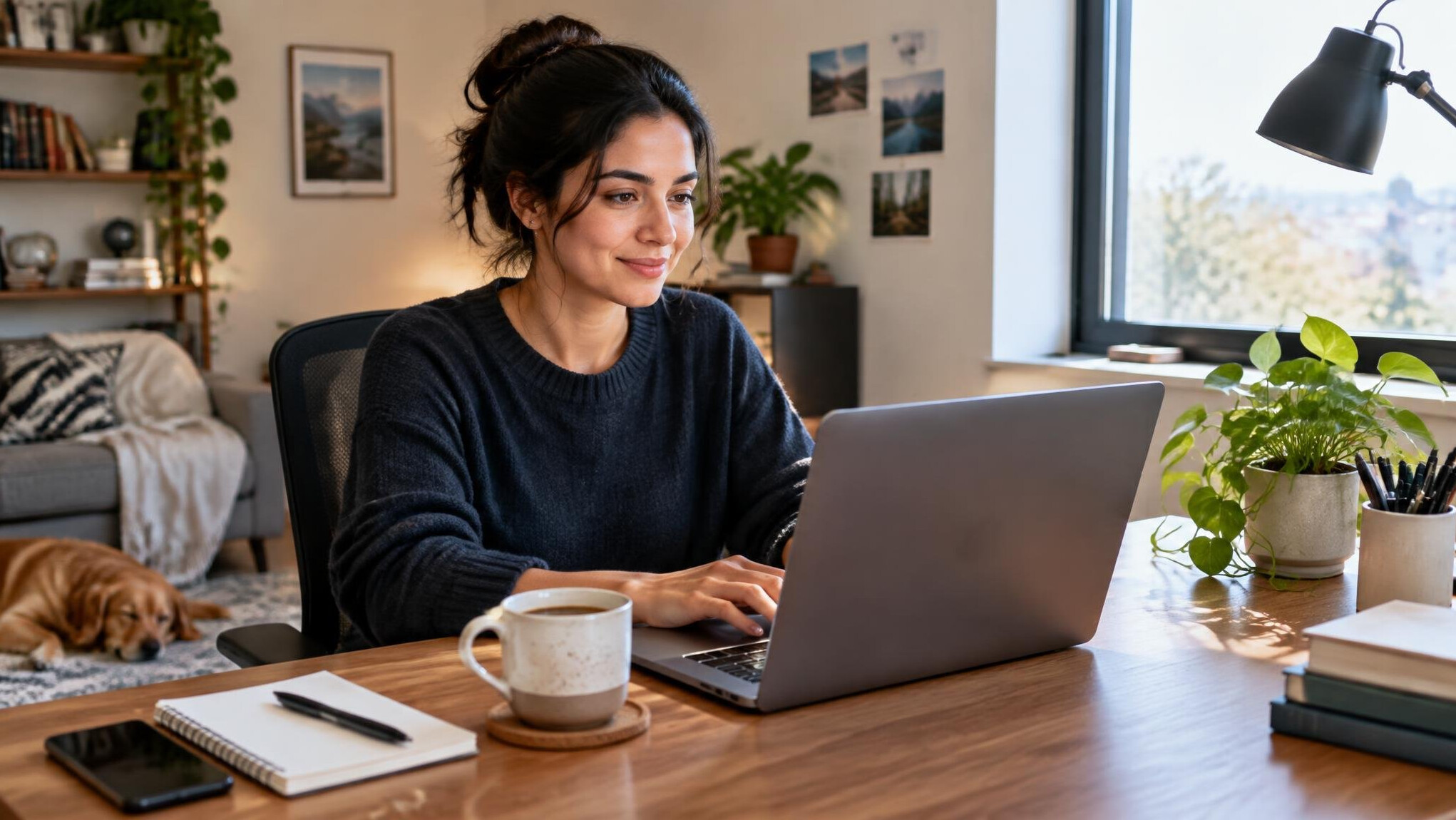 person working remotely at home