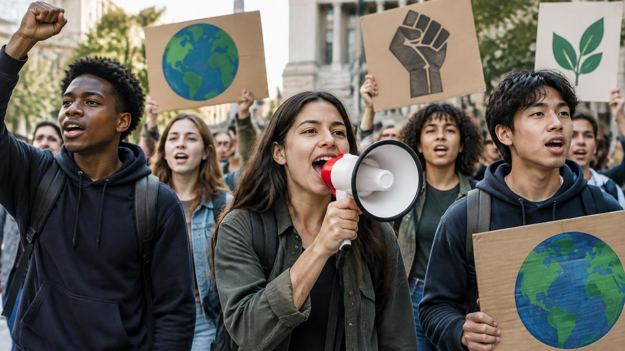 young activists protesting